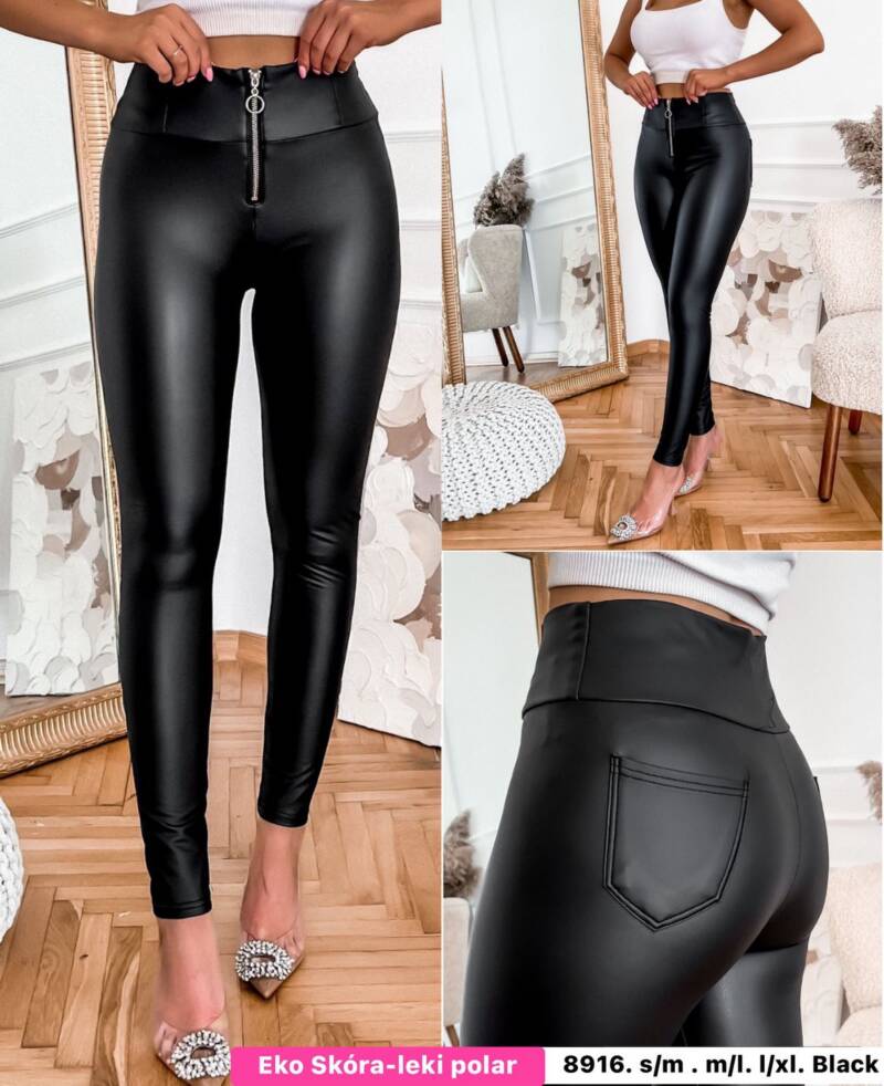 Spodnie skórzane damskie Roz S-XL, 1 kolor Paczka 12 szt